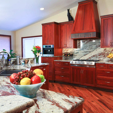 African Influence Transitional Entertaining Kitchen