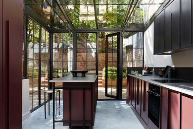 Inspiration for a small contemporary kitchen in London.