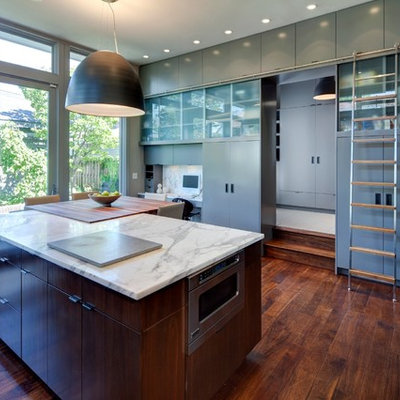 Kitchen - contemporary kitchen idea in Chicago with flat-panel cabinets