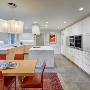 American River Modern White and Wood Kitchen