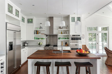 This is an example of a beach style kitchen in San Francisco.