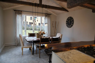 Kitchen/dining room combo - mid-sized rustic kitchen/dining room combo idea in Baltimore