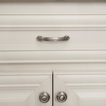 Antique White with Satin Nickel Rope Knobs & Pulls