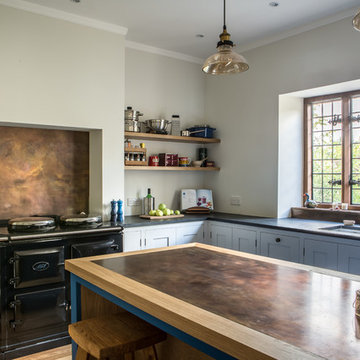 Antiqued Brass Contemporary Shaker Kitchen