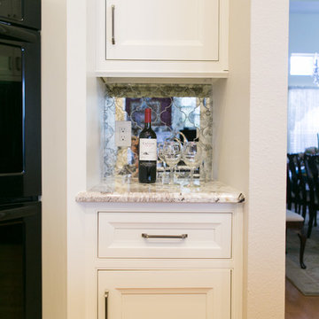 Antiqued-Mirror Tile Backsplash Kitchen Remodel