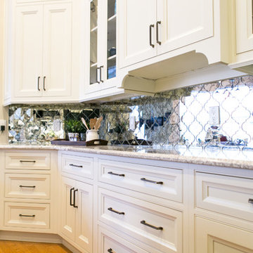 Antiqued-Mirror Tile Backsplash Kitchen Remodel