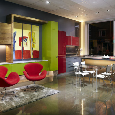 Trendy single-wall kitchen photo in Montreal