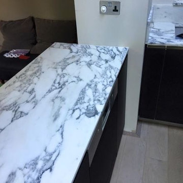 Arabescato marble kitchen worktop
