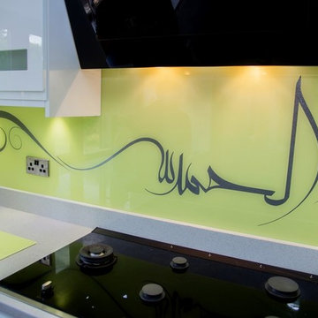 "ARABIC BLESSING SYMBOL" Stensil glass kitchen splashback by CreoGlass Design