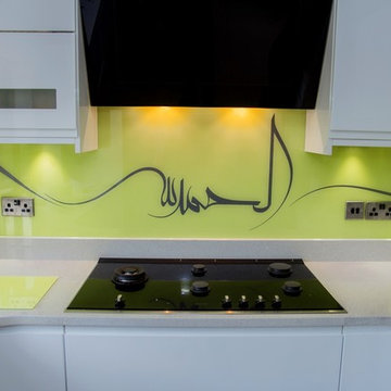"ARABIC BLESSING SYMBOL" Stensil glass kitchen splashback by CreoGlass Design