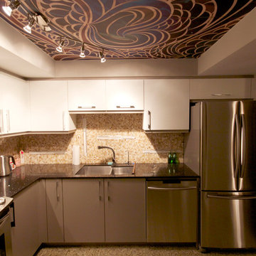 Art out of Harm's Way in Modern Condo Kitchen