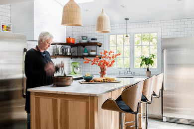 Example of an eclectic kitchen design in Boston