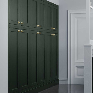 Ash In-frame Shaker style Kitchen Larder Unit Painted Forest Green