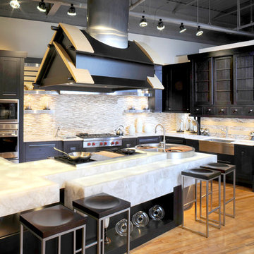 Asian Inspired Wolf Kitchen with Marble Countertops