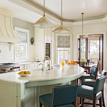Awendaw Retreat Open Kitchen Island and Tray Ceiling