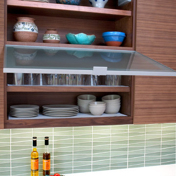 Awning Style Pull-Out Glass Cabinet Doors