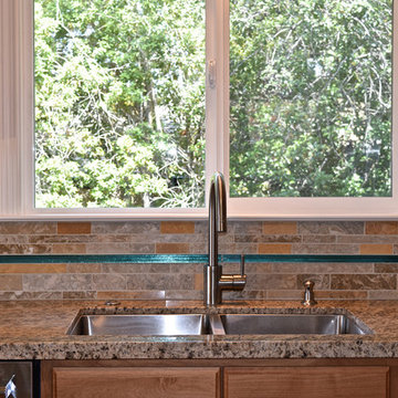 Backsplash in Natural Stone with Glass Accents  - Aptos, CA
