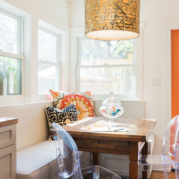 Banquette Dining Nook with a Garden View