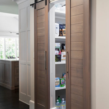 Barn doors on Pantry--Coastal Chic in Shore Acres Mamaroneck