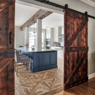 Barn Doors to Blueberry Beaded Inset Kitchen