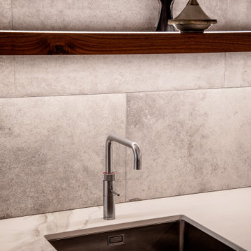 Basement Grey Handless Kitchen by Neil Norton Design