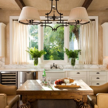 Beach Style Eat-in Kitchen with Tropical Accents