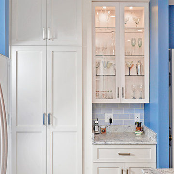 Beachy White Kitchen with Blue Accents in Columbia, MD