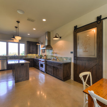 Beautiful barn door in hill country kitchen