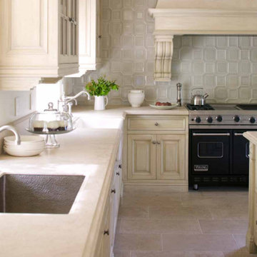 Beautiful Beige Kitchen with Tiled Backsplash