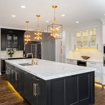 Beautiful hardwood floors and painted cabinets
