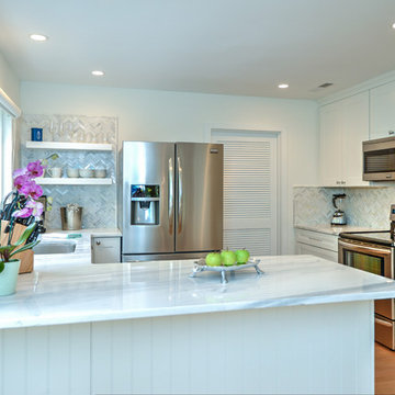 Beautiful kitchen with white marble