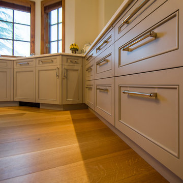 Transitional Kitchen with Beaded Inset Cabinet