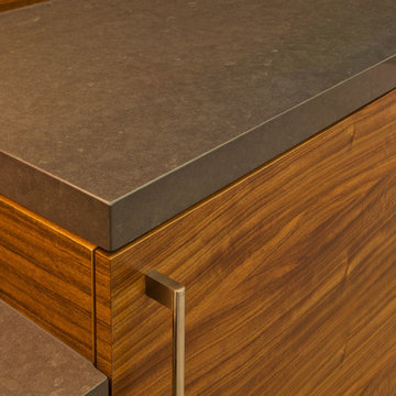 Solid Surface Countertop with Flat-panel Wood Cabinets