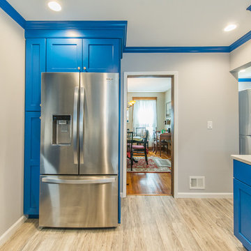 Before & After Kitchen Remodel with Blue Cabients in Rockaway