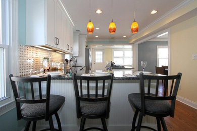This is an example of a coastal kitchen in New York.