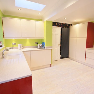 Bespoke Eclectic Kitchen Design Cream and Red Gloss
