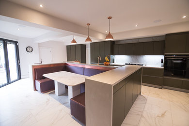 Photo of a large modern kitchen in Other with flat-panel cabinets.