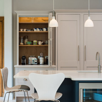Traditional Kitchen Diner in Grey and Navy accents