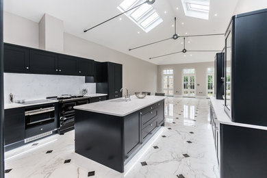 Inspiration for a contemporary grey and cream kitchen in Hampshire.
