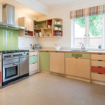 Birch Plywood and Laminate Kitchen in 1930's Remodelled House