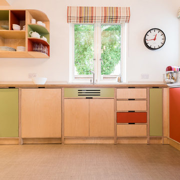 Birch Plywood and Laminate Kitchen in 1930's Remodelled House