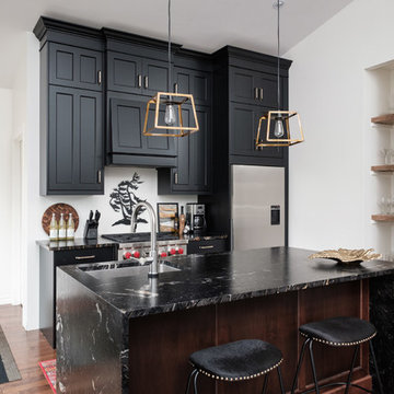 Black & Gold Modern Cottage Kitchen on Stoney Lake