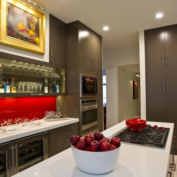 Black and Red Contemporary Kitchen