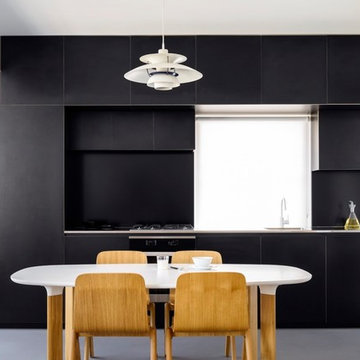 Black laminate kitchen on ‘Birch’ plywood