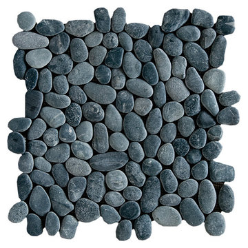 Black Polished 12×12 Pebble Stone Pebble Mosaics