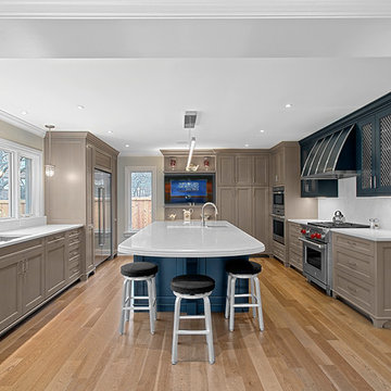 Blue and Gray Custom Kitchen in Kenilworth