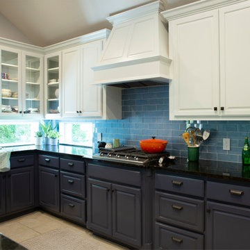 Blue and White Kitchen Cabinet Painting Updates this Tuscan Kitchen