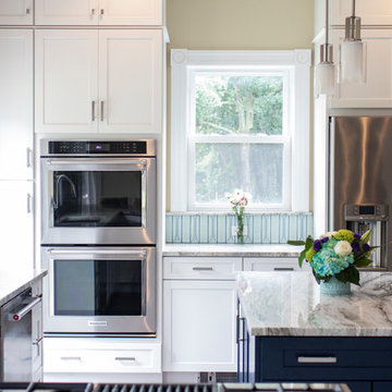 Blue and White Transitional Kitchen Remodel