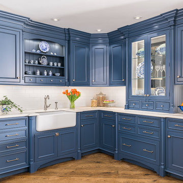 Blue English Country Kitchen in Connecticut