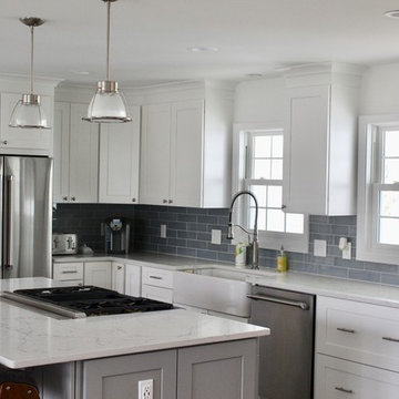 Blue-gray Glass Tiled Kitchen